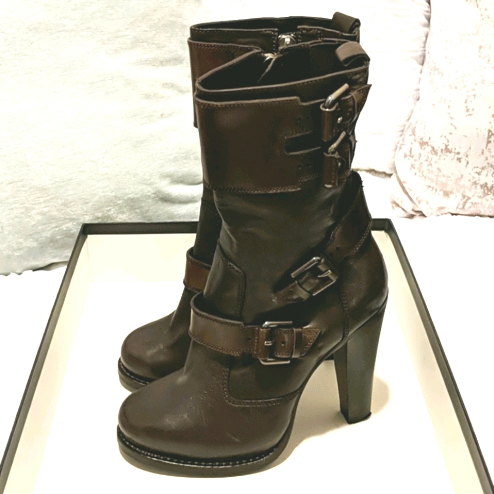 Barbara Bui Brown Leather Combat Style Boots